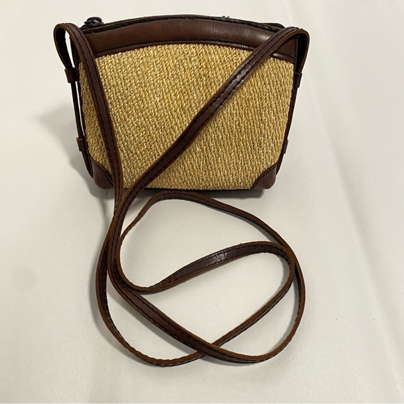 Elliot Lucca. Vintage Crossbody Bag, 70's,  Straw Bag, Leather Beach, Boho, TrvL - Picture 2 of 8